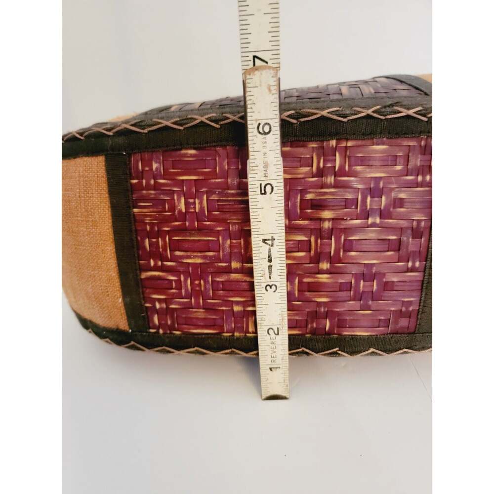 Vintage Wood Woven Boho Top Handle Bag Tribal Resort Purse - Picture 10 of 11